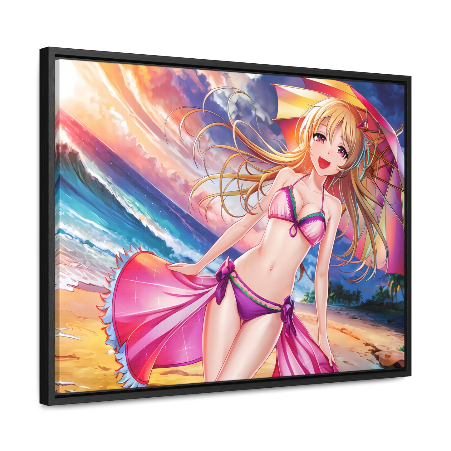 Sunset Stroll on the Beach - Gallery Canvas Wraps, Horizontal Frame