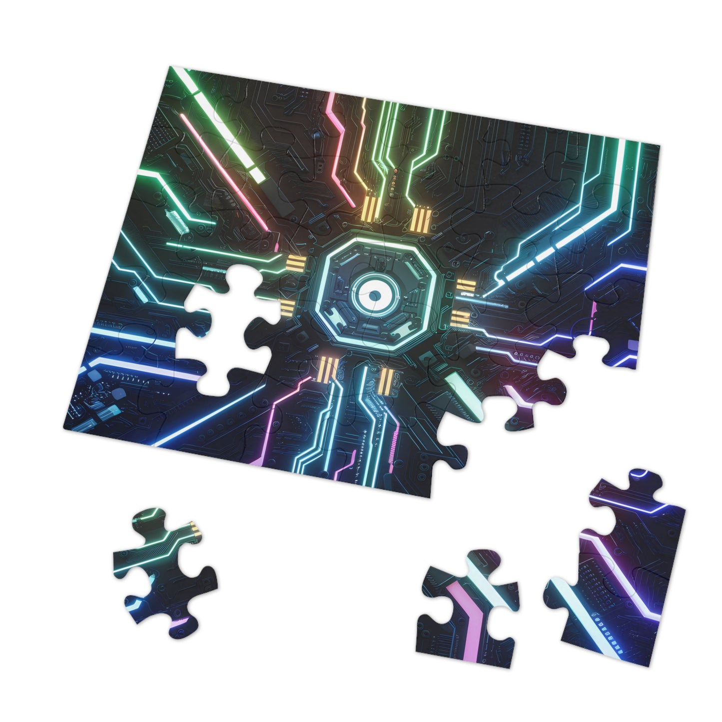 Neon Circuit Nexus - Jigsaw Puzzle (30, 110, 252, 500,1000-Piece)