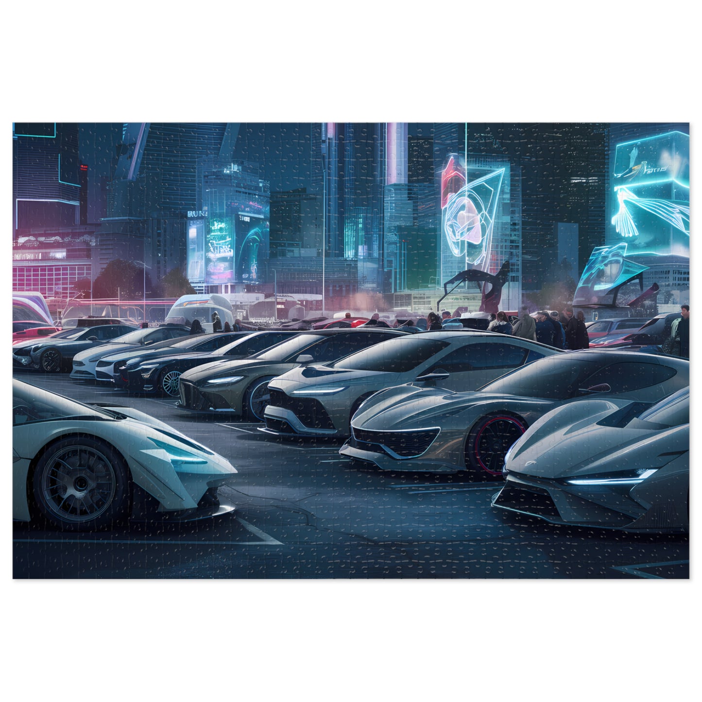 Neon Nights: Supercar Showdown - Jigsaw Puzzle (30, 110, 252, 500,1000-Piece)