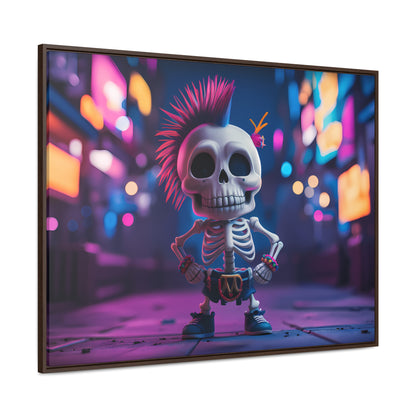 Punk Skeleton in Neon City - Gallery Canvas Wraps, Horizontal Frame