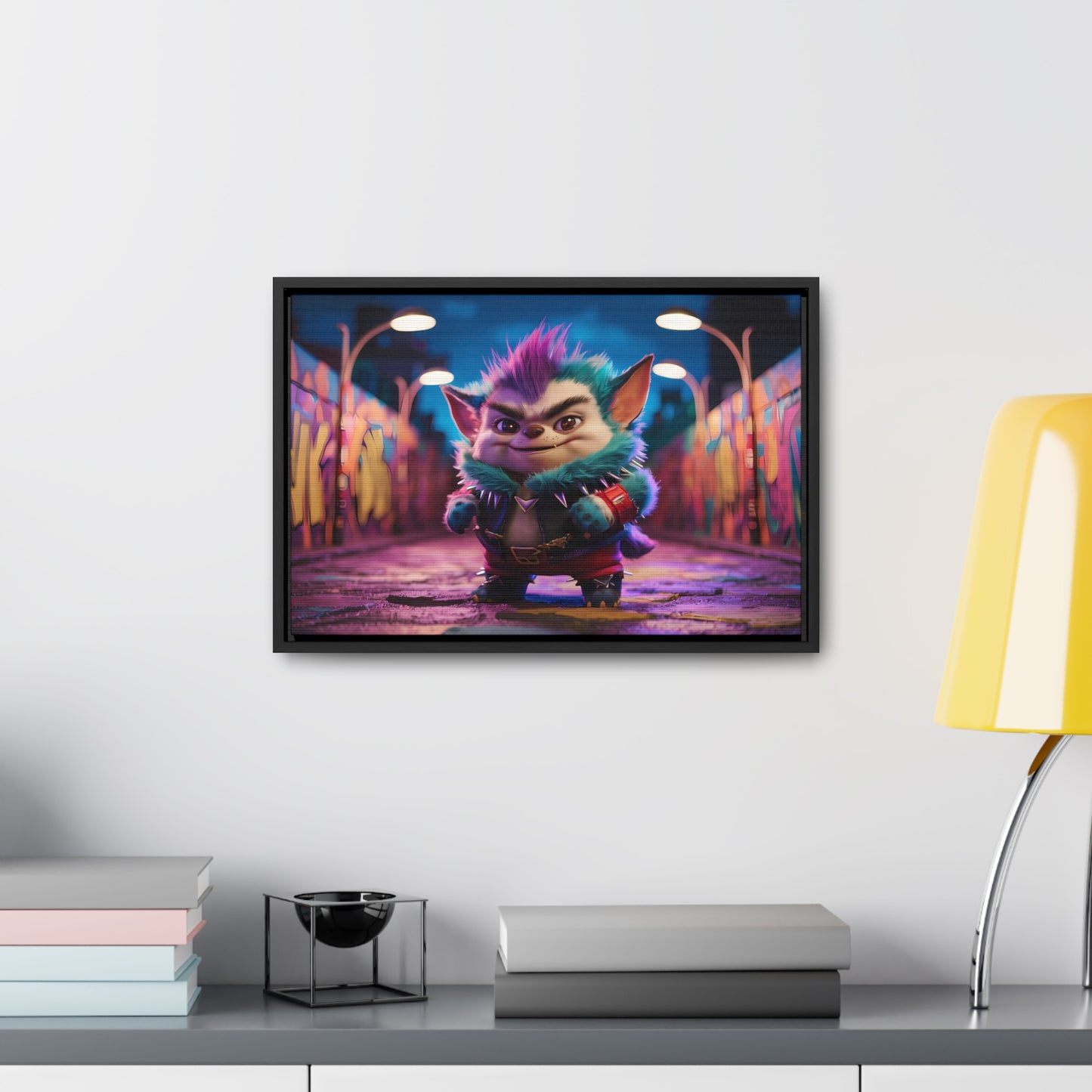 Rebel Furry in the Neon Alley - Gallery Canvas Wraps, Horizontal Frame