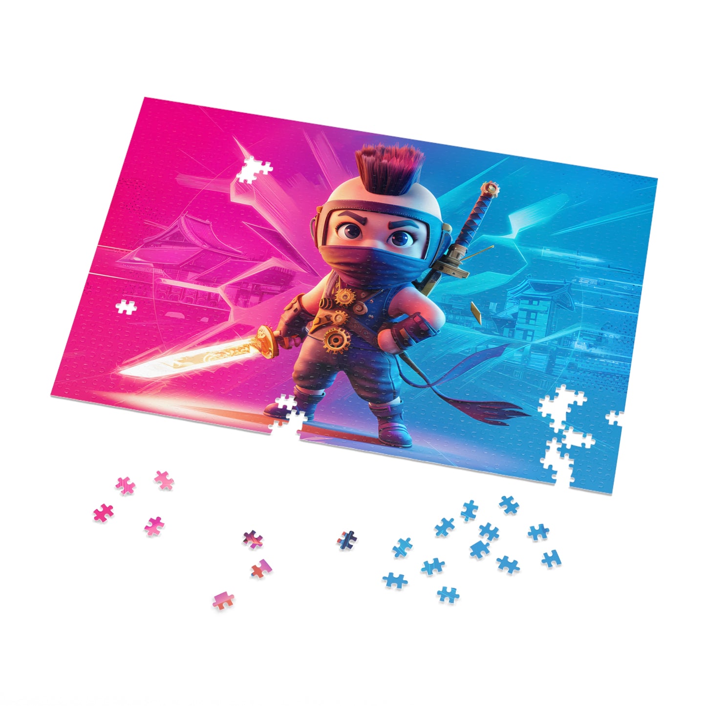 Cyberpunk Ninja: Neon Samurai - Jigsaw Puzzle (30, 110, 252, 500,1000-Piece)