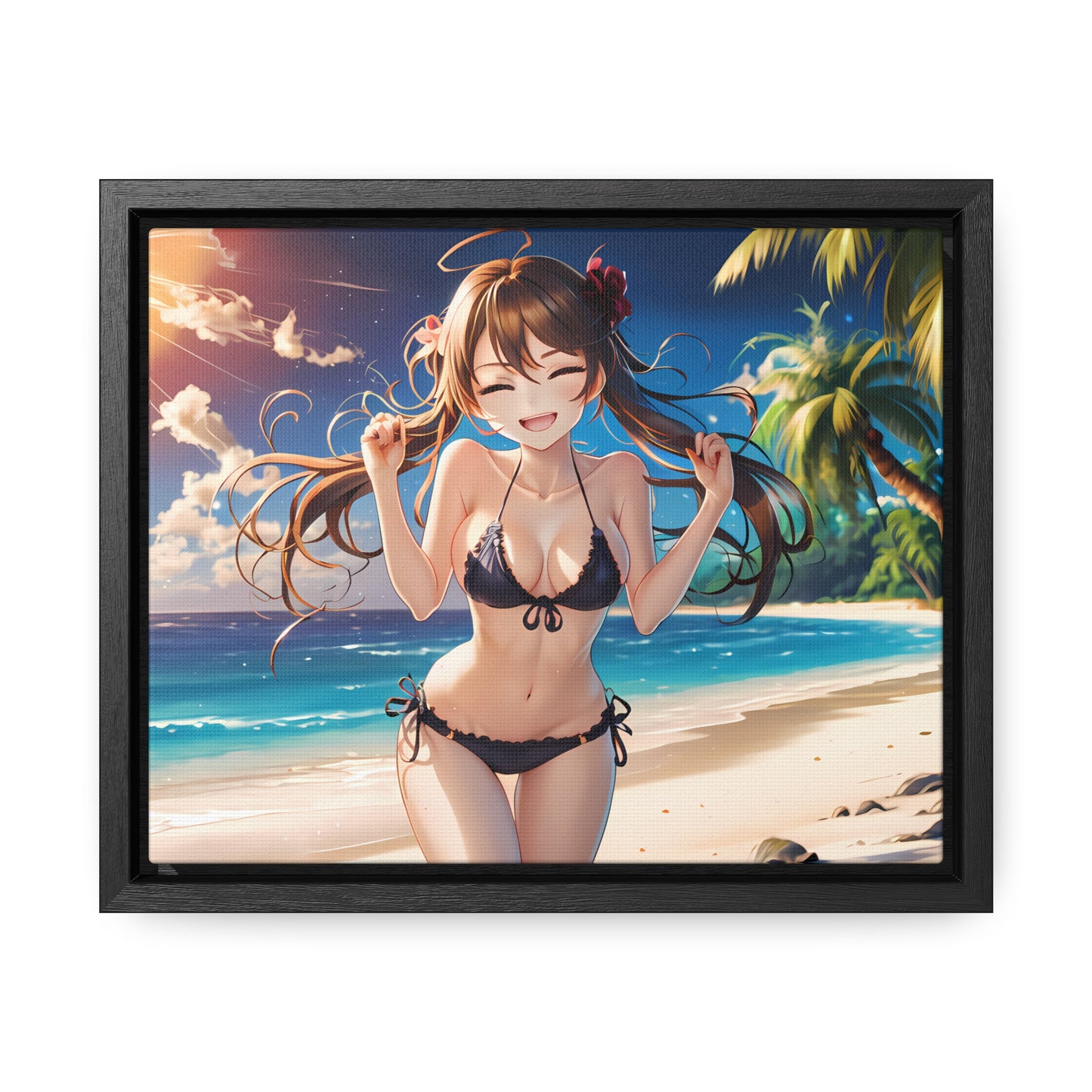 Sunlit Joy on the Beach - Gallery Canvas Wraps, Horizontal Frame