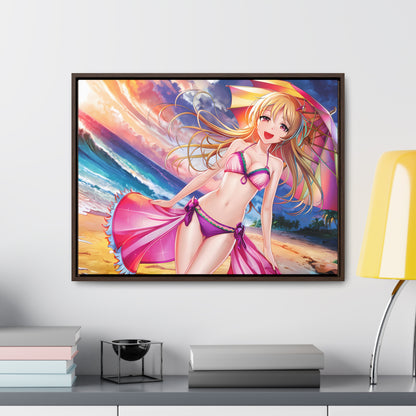 Sunset Stroll on the Beach - Gallery Canvas Wraps, Horizontal Frame