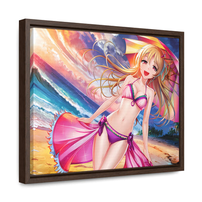 Sunset Stroll on the Beach - Gallery Canvas Wraps, Horizontal Frame