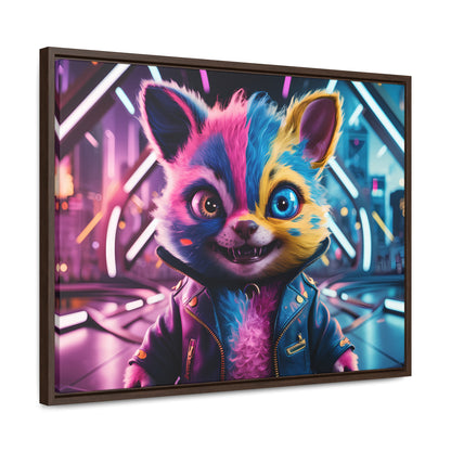 Neon Paws in the Cyber City - Gallery Canvas Wraps, Horizontal Frame