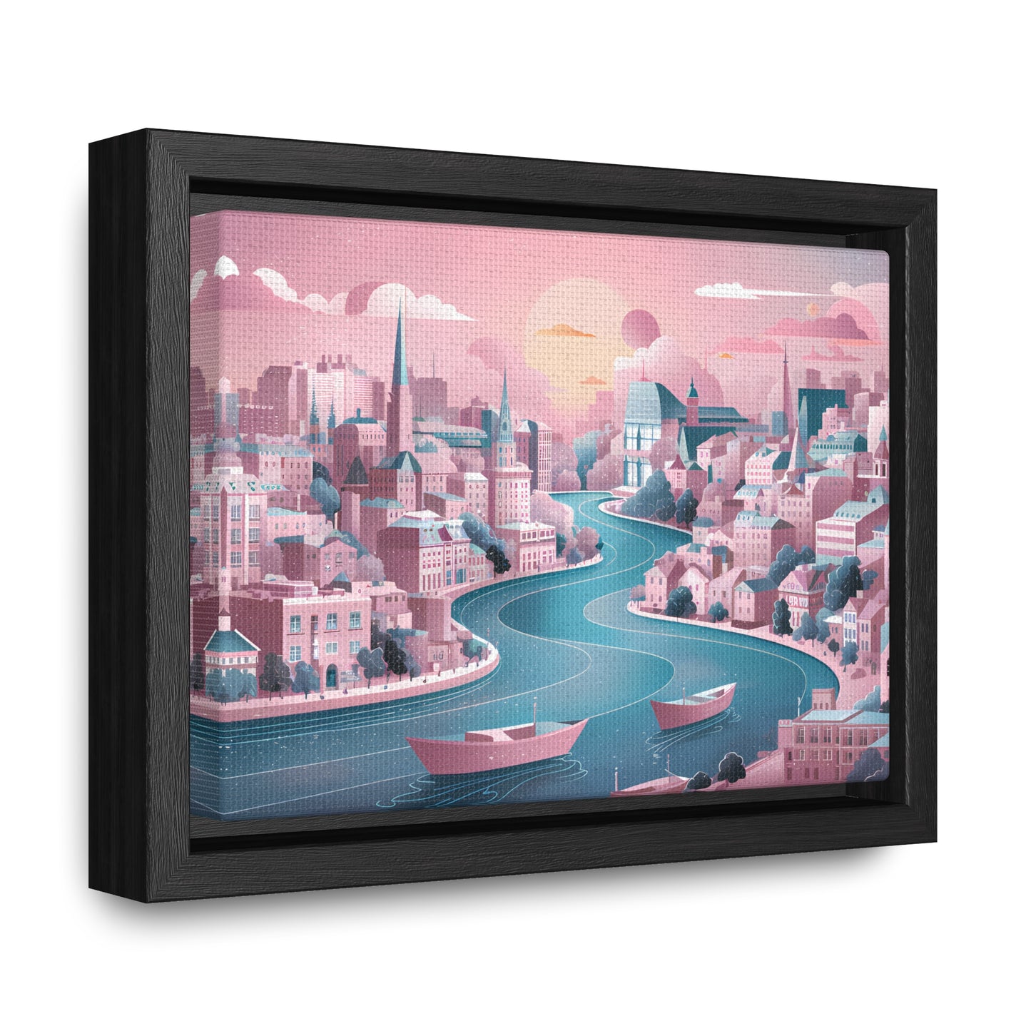 Serene City at Dawn - Gallery Canvas Wraps, Horizontal Frame