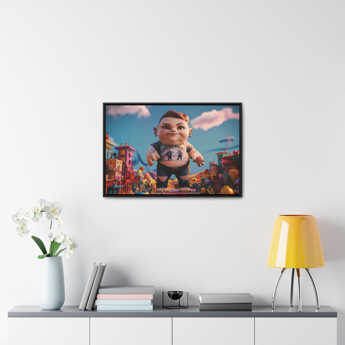 "Punk Rock Titan in Toy Town" - Gallery Canvas Wraps, Horizontal Frame