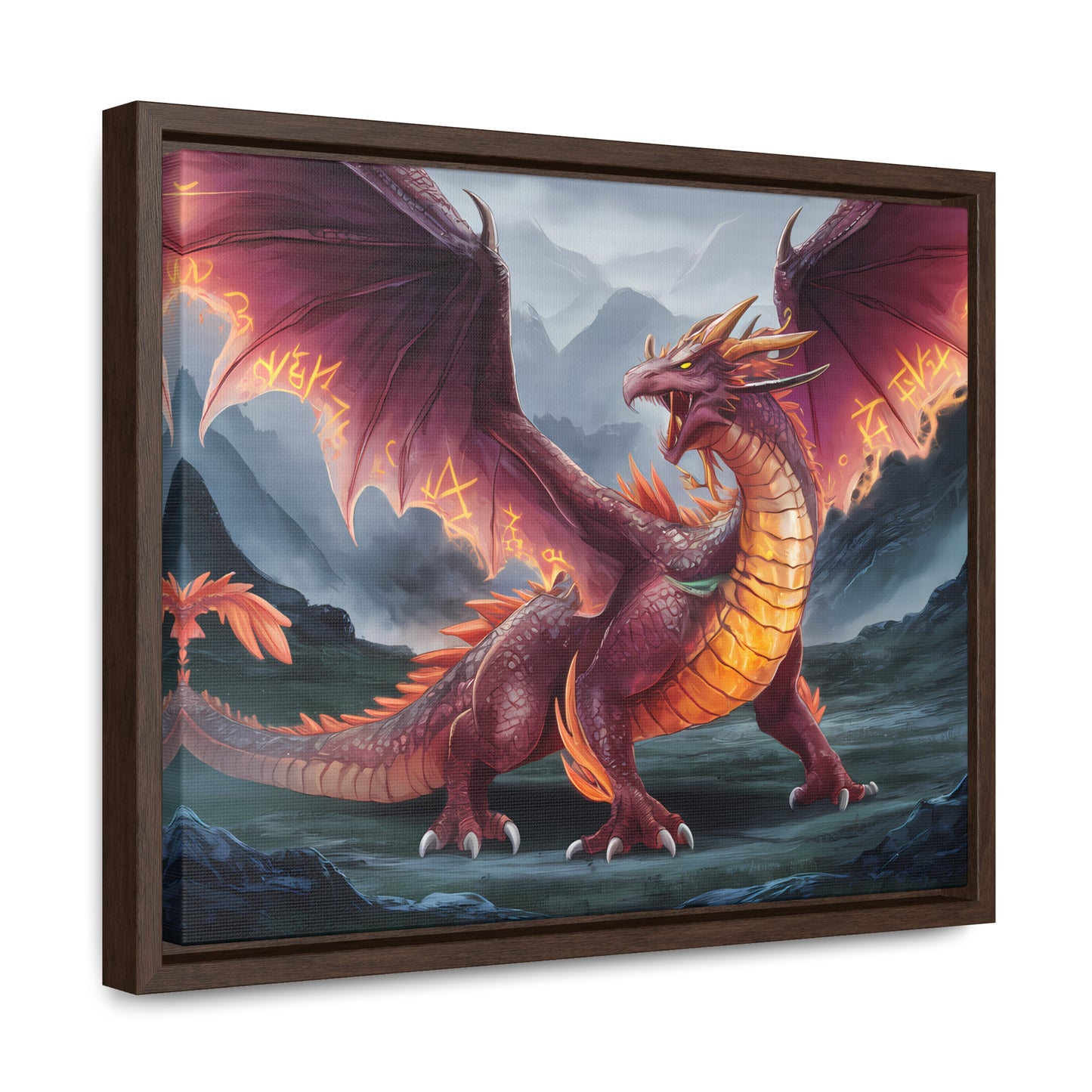 The Inferno Wyrm of the Ashen Peaks - Gallery Canvas Wraps, Horizontal Frame