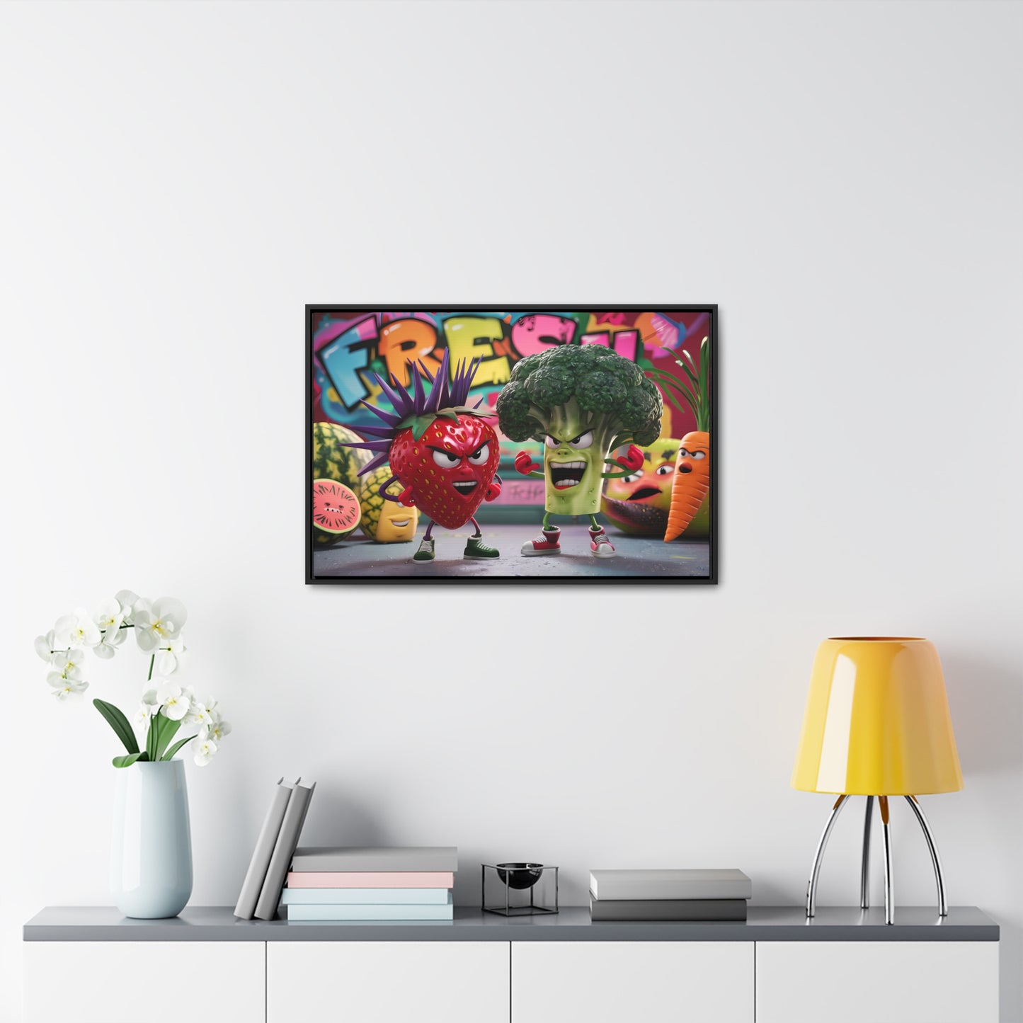 "Fresh Fight: Battle of the Bites" - Gallery Canvas Wraps, Horizontal Frame