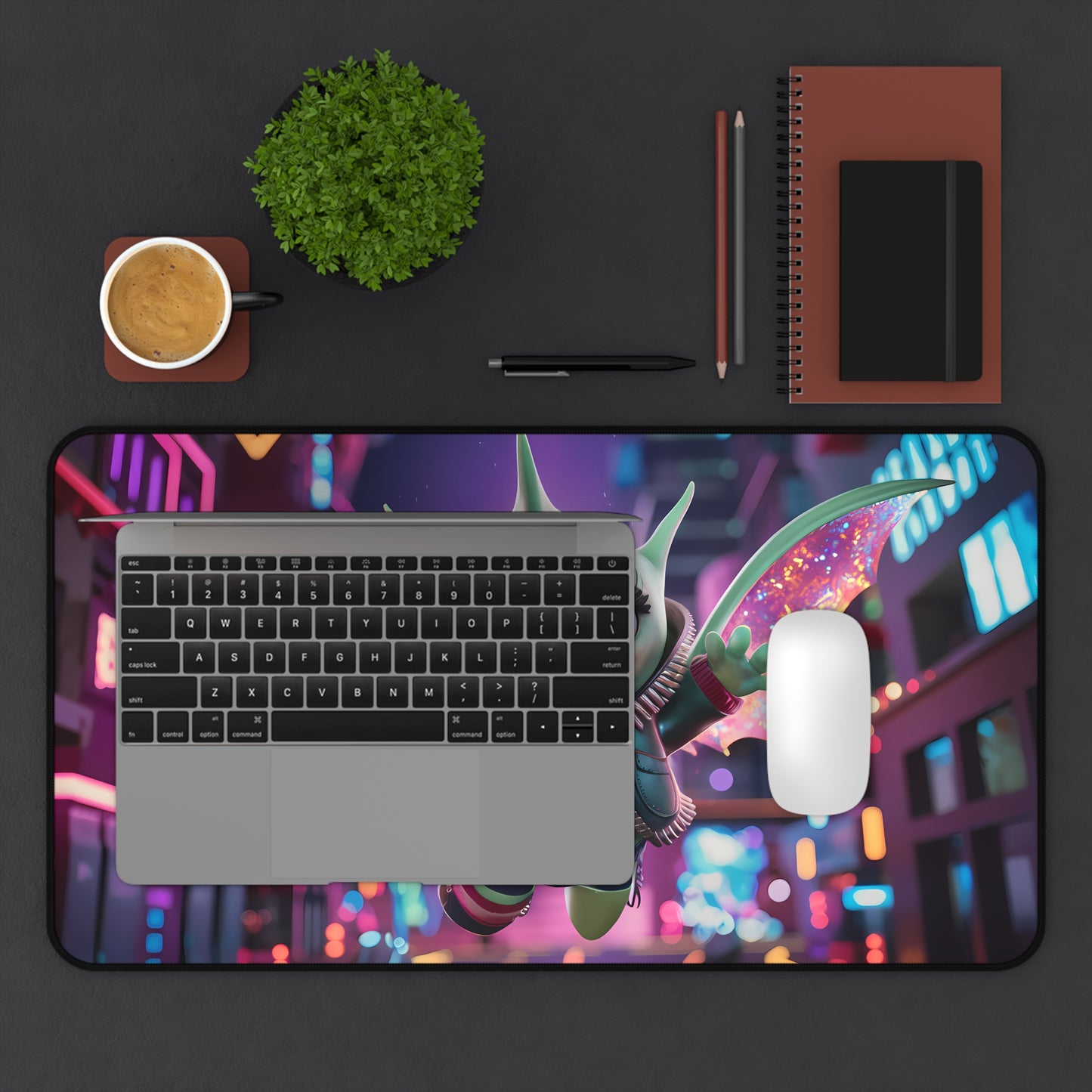 Neon Winged Mischief - Desk Mat