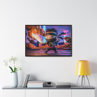 "Flameblade Ninja in Action" - Gallery Canvas Wraps, Horizontal Frame