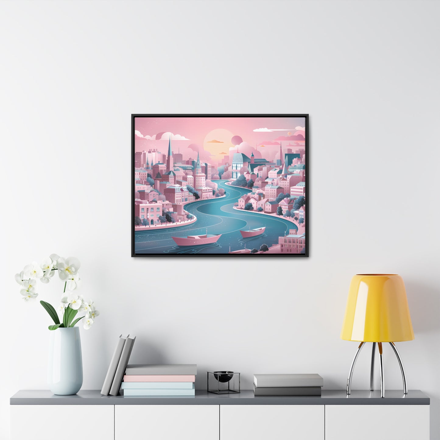 Serene City at Dawn - Gallery Canvas Wraps, Horizontal Frame