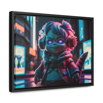 Neon Guardian in the Cyber City - Gallery Canvas Wraps, Horizontal Frame