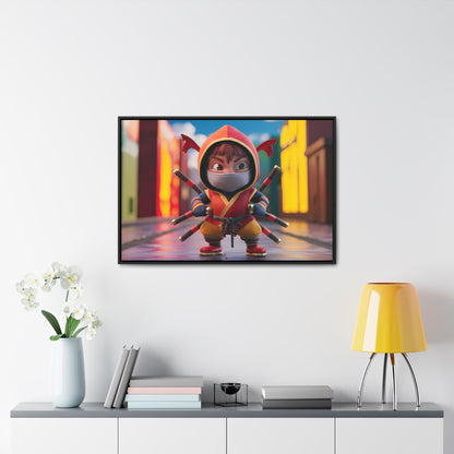 "Chibi Ninja Warrior in the City" - Gallery Canvas Wraps, Horizontal Frame