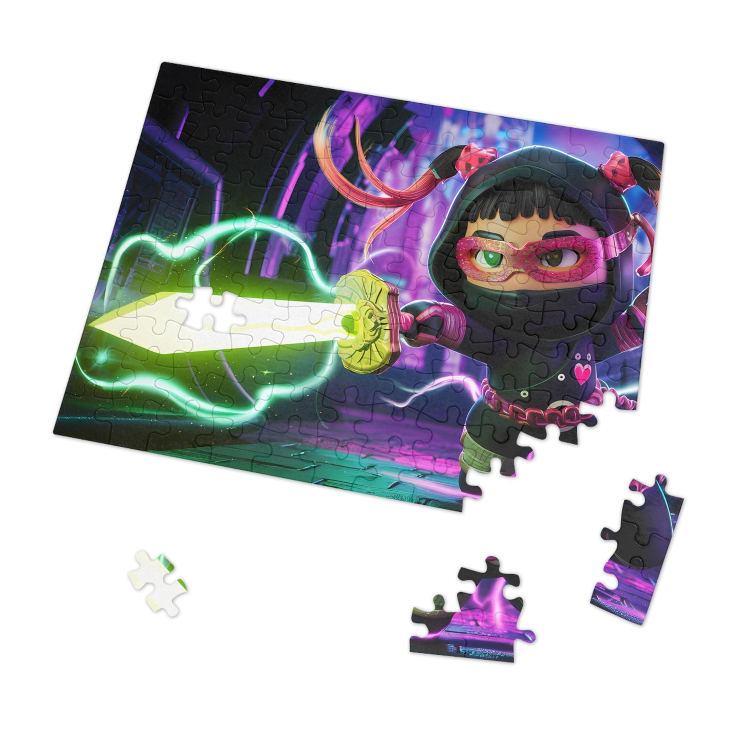 Neon Ninja: Guardian of the Cyber Realm - Jigsaw Puzzle (30, 110, 252, 500,1000-Piece)
