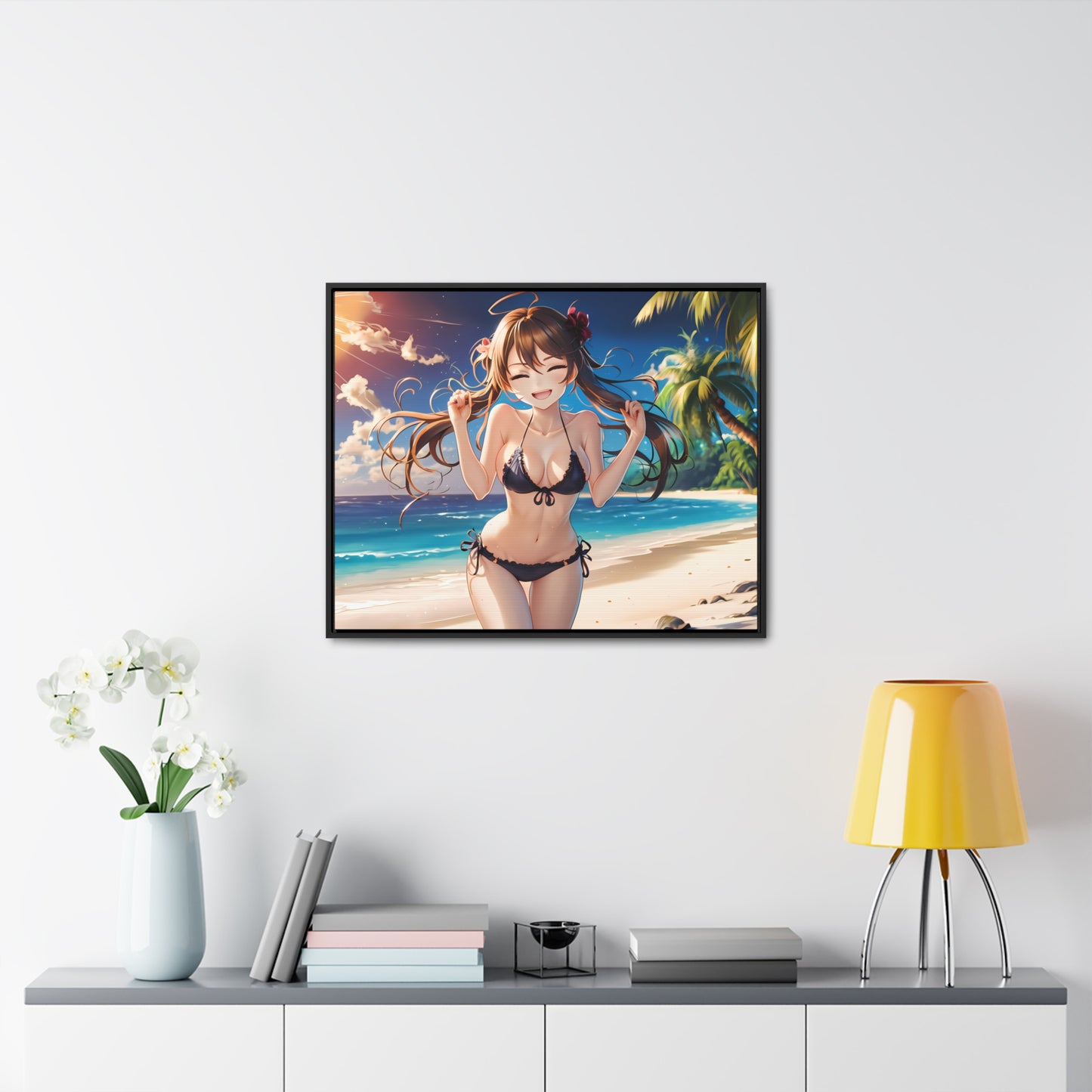 Sunlit Joy on the Beach - Gallery Canvas Wraps, Horizontal Frame