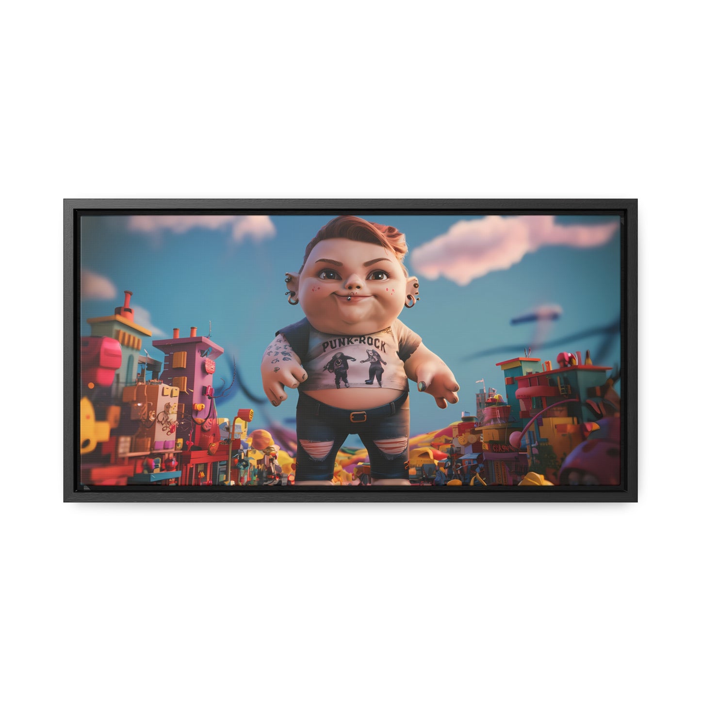 "Punk Rock Titan in Toy Town" - Gallery Canvas Wraps, Horizontal Frame