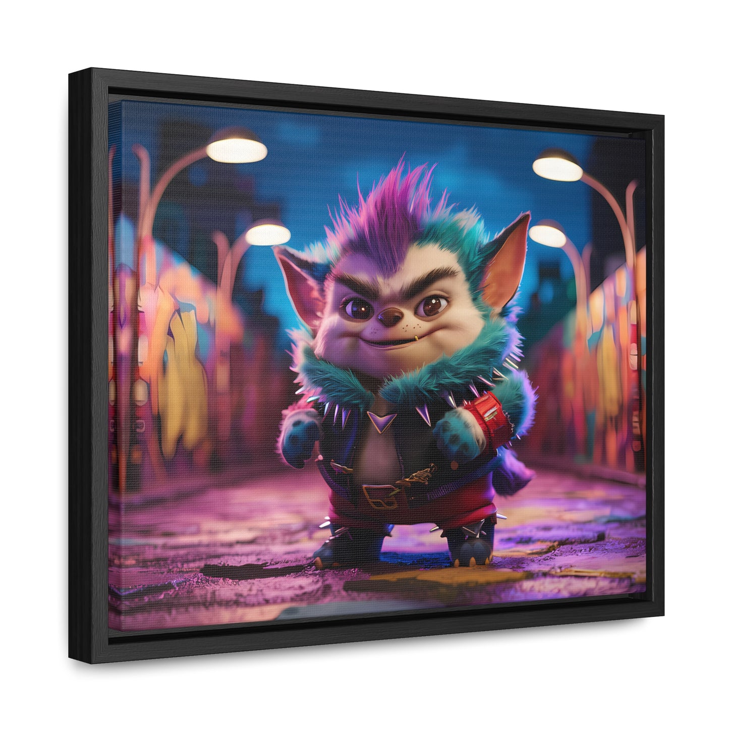Rebel Furry in the Neon Alley - Gallery Canvas Wraps, Horizontal Frame