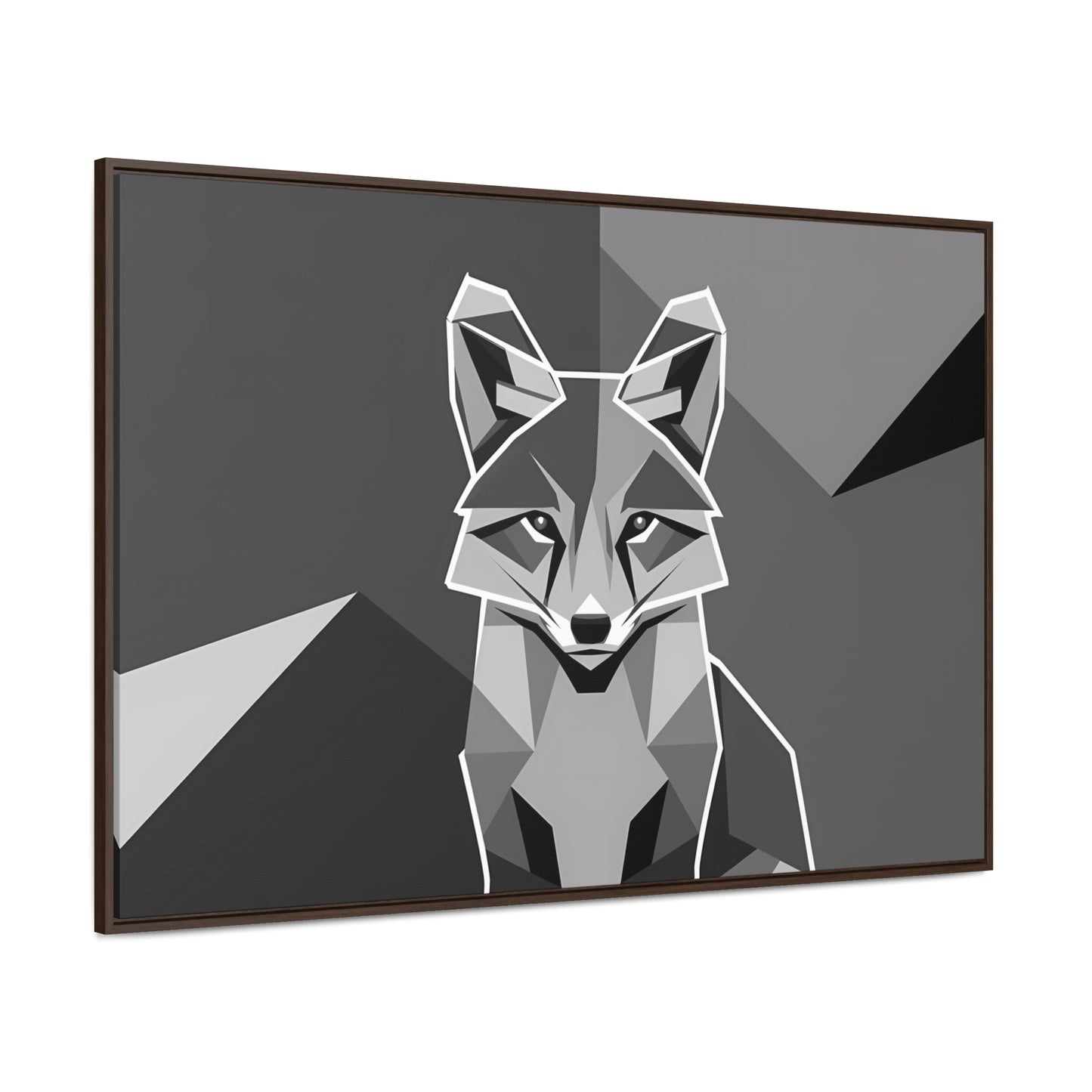 "Geometric Fox in Monochrome" - Gallery Canvas Wraps, Horizontal Frame