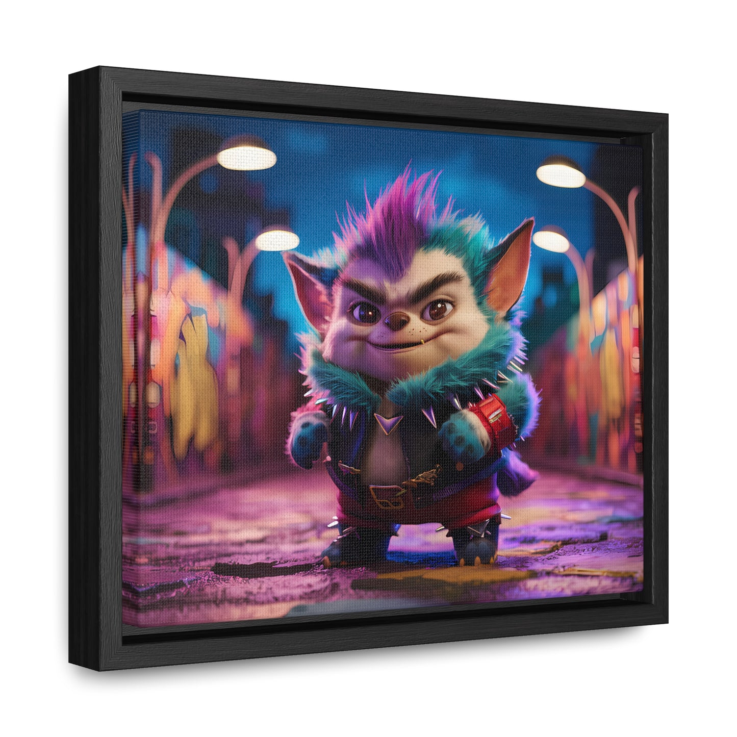 Rebel Furry in the Neon Alley - Gallery Canvas Wraps, Horizontal Frame