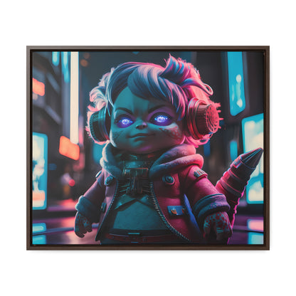 Neon Guardian in the Cyber City - Gallery Canvas Wraps, Horizontal Frame