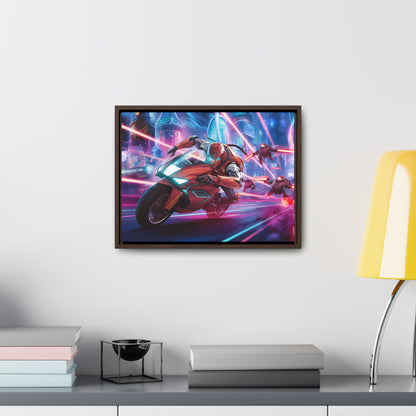 Neon Pursuit: Cyberbike Showdown - Gallery Canvas Wraps, Horizontal Frame