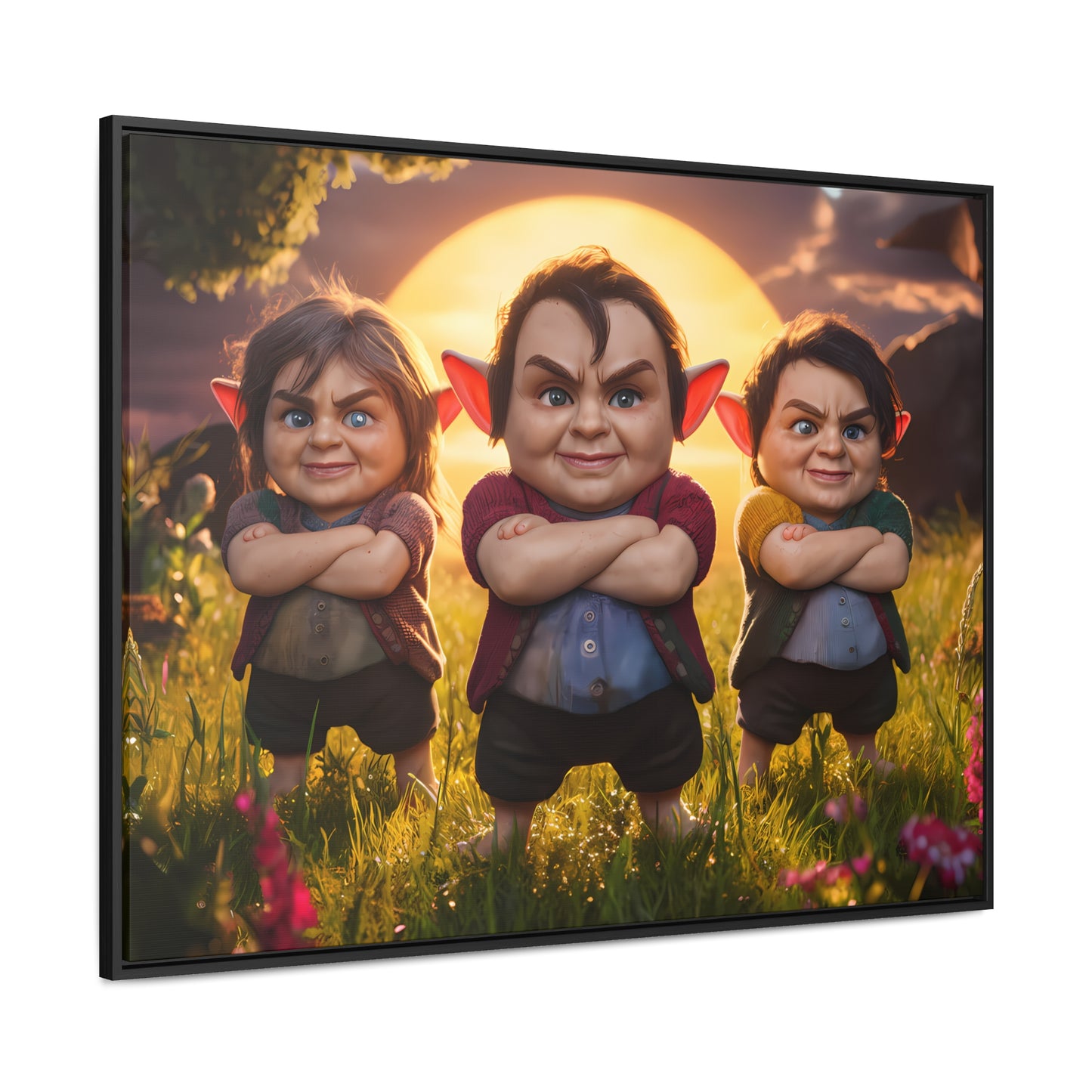 The Mischievous Trio at Sunset - Gallery Canvas Wraps, Horizontal Frame