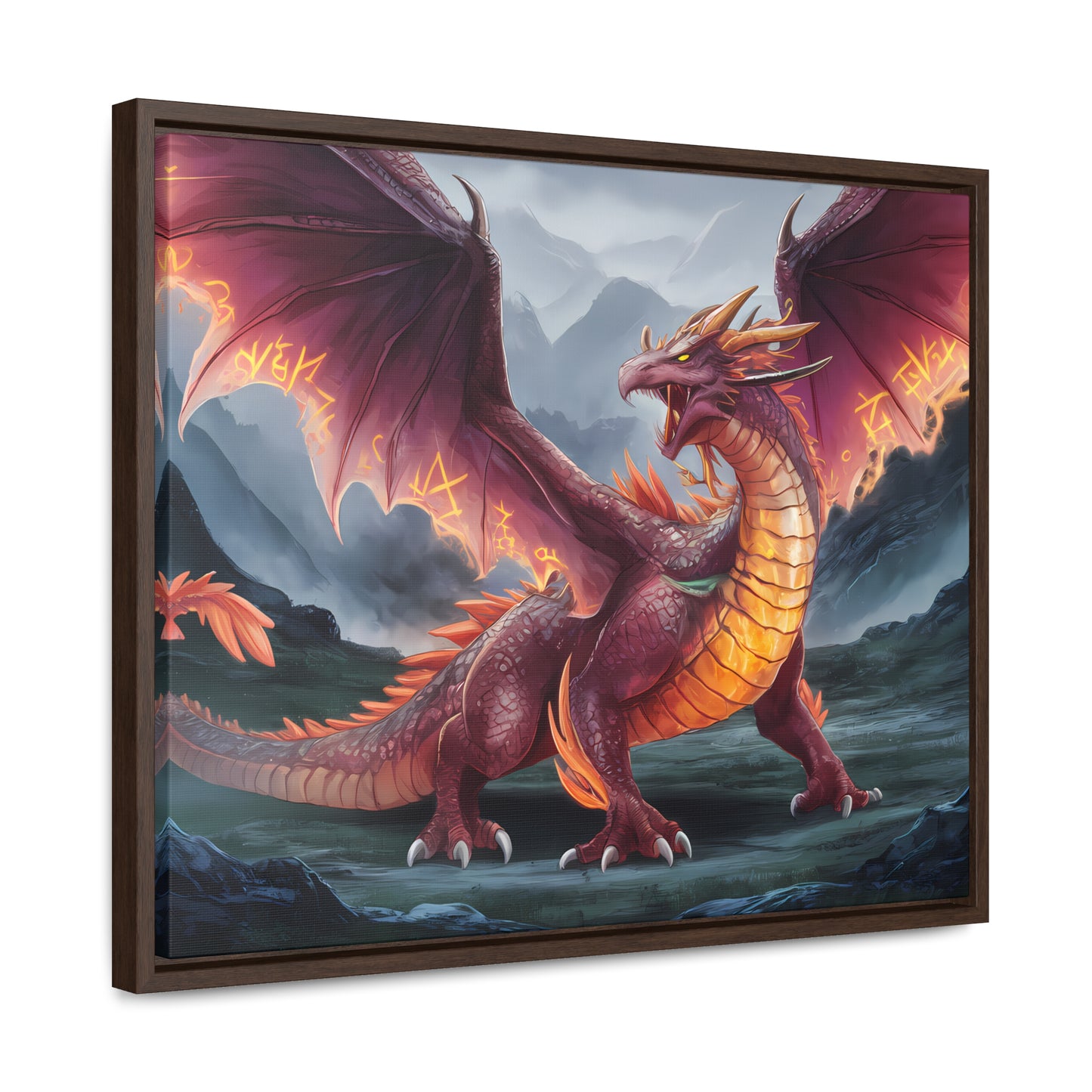 The Inferno Wyrm of the Ashen Peaks - Gallery Canvas Wraps, Horizontal Frame