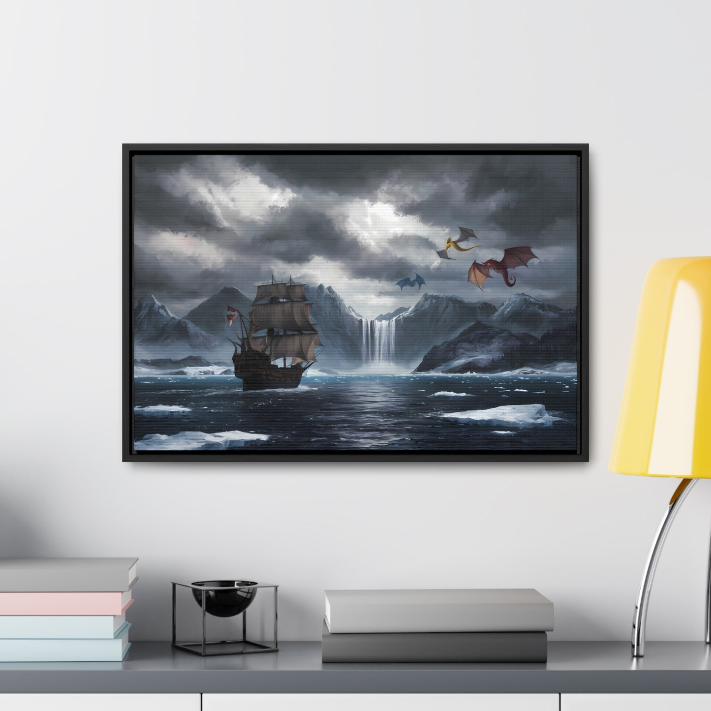 "The Voyage to Dragon's Fjord" - Gallery Canvas Wraps, Horizontal Frame