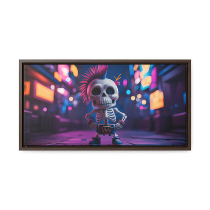 Punk Skeleton in Neon City - Gallery Canvas Wraps, Horizontal Frame