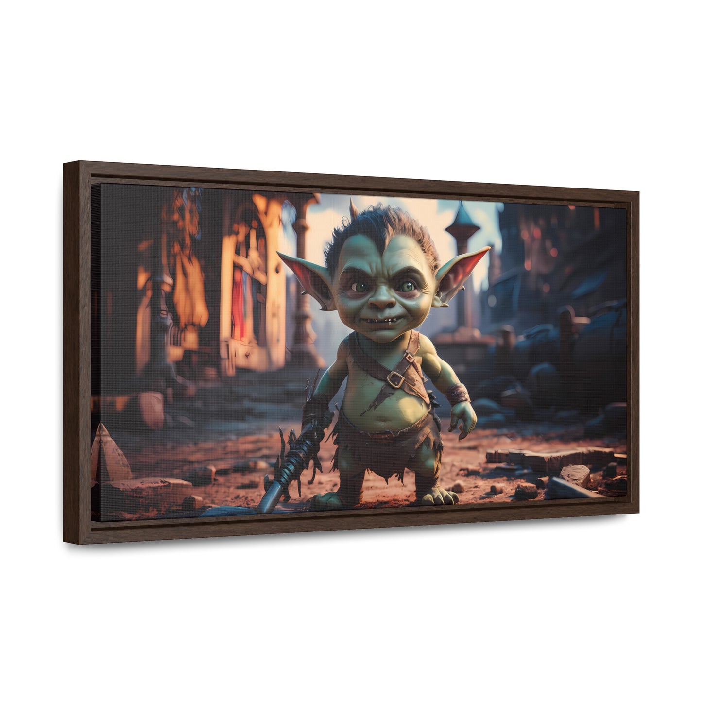 Goblin Warrior in the Ruined City - Gallery Canvas Wraps, Horizontal Frame
