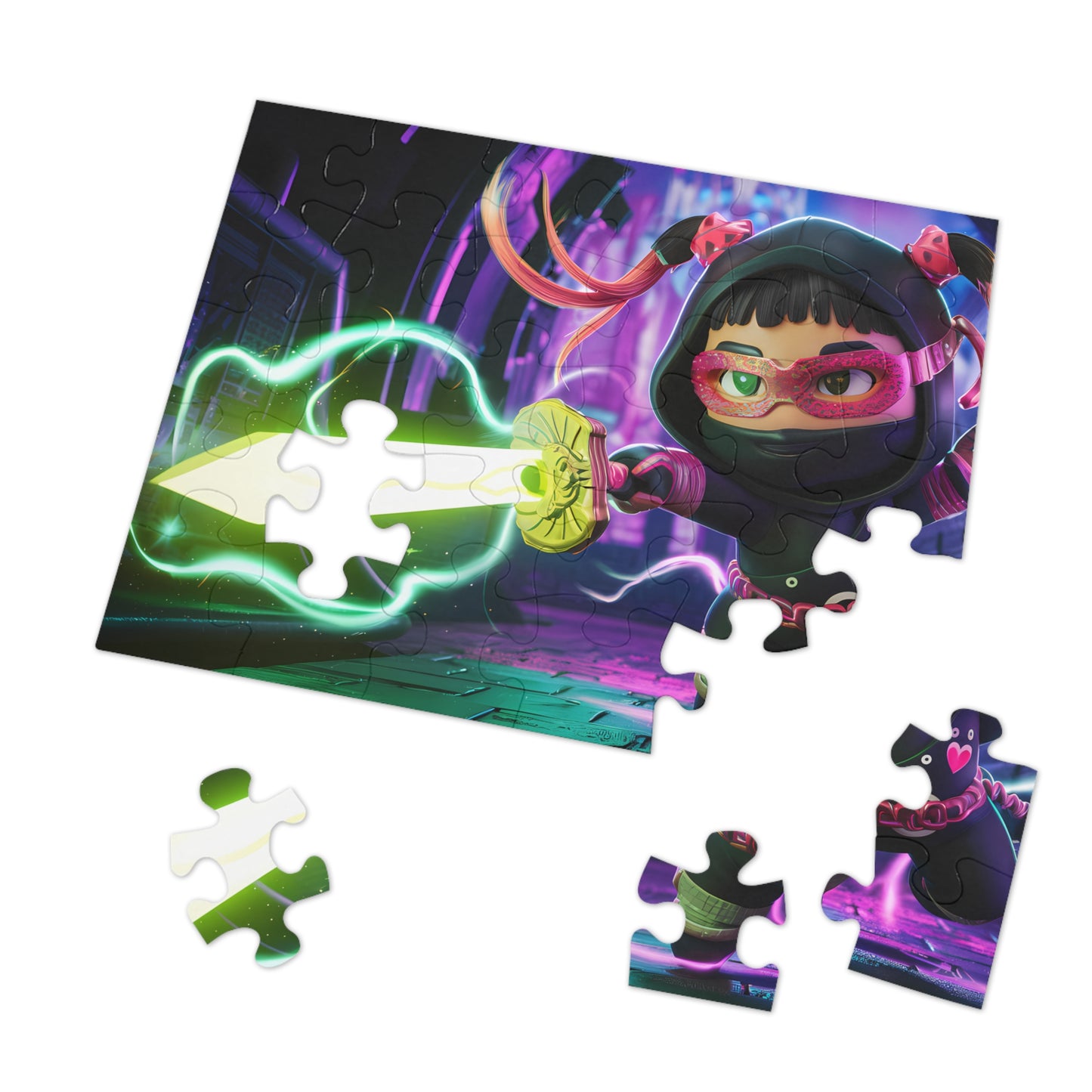 Neon Ninja: Guardian of the Cyber Realm - Jigsaw Puzzle (30, 110, 252, 500,1000-Piece)