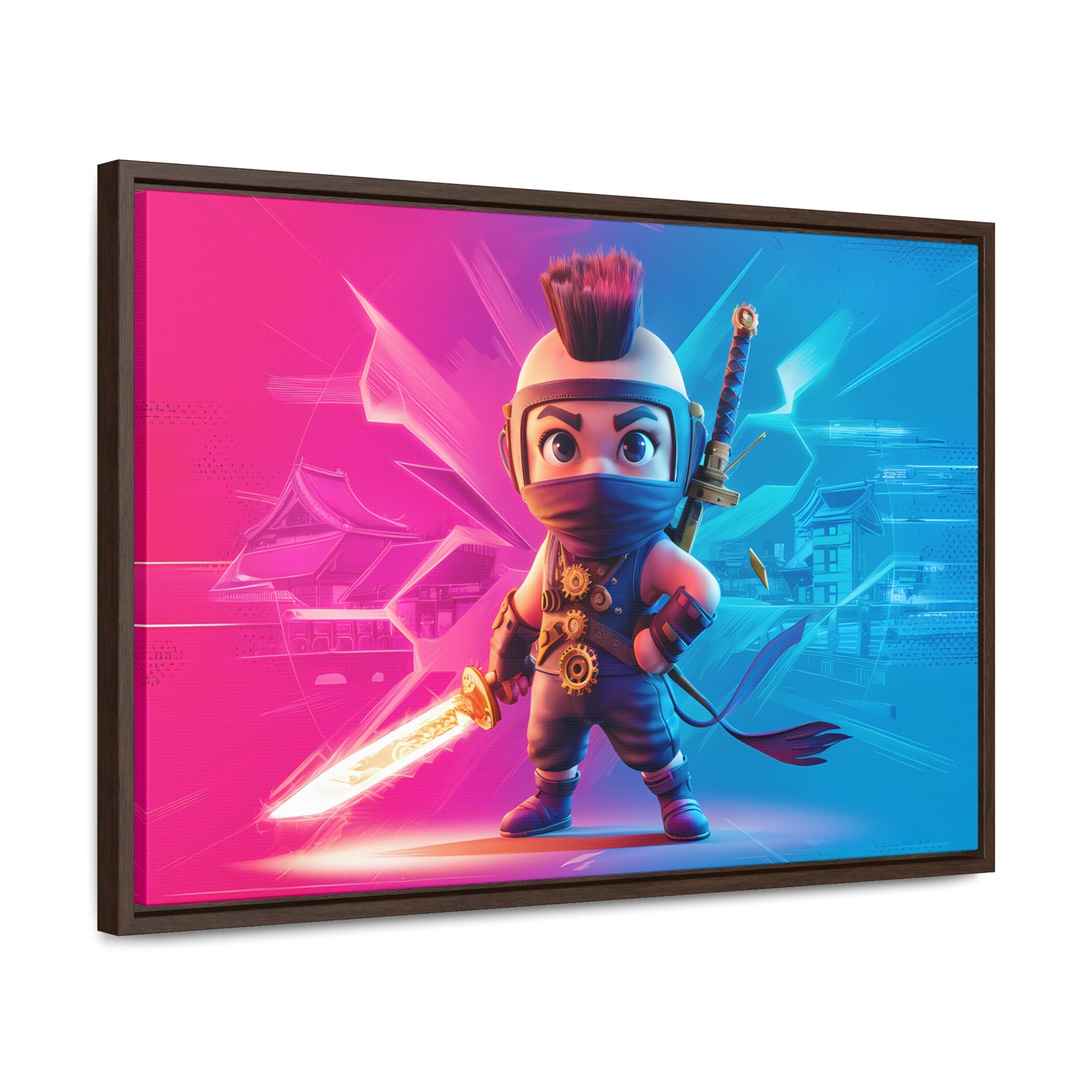 Neon Ninja Showdown - Gallery Canvas Wraps, Horizontal Frame