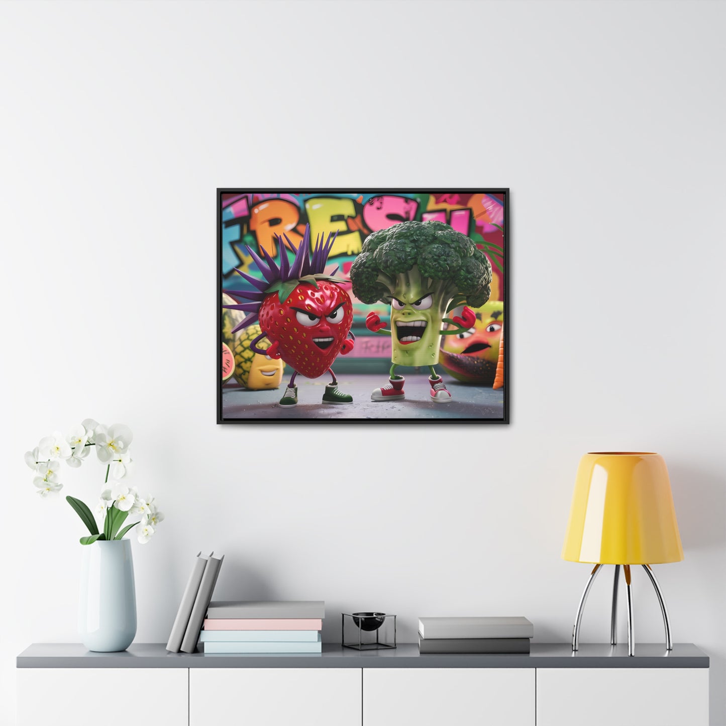 "Fresh Fight: Battle of the Bites" - Gallery Canvas Wraps, Horizontal Frame