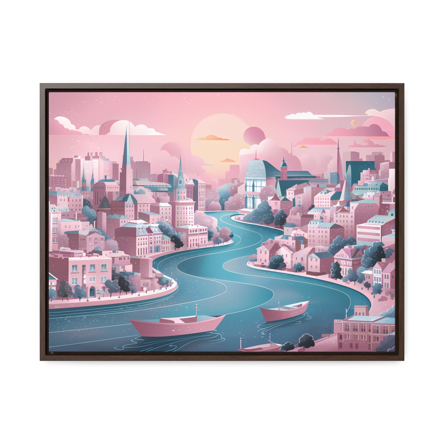 Serene City at Dawn - Gallery Canvas Wraps, Horizontal Frame