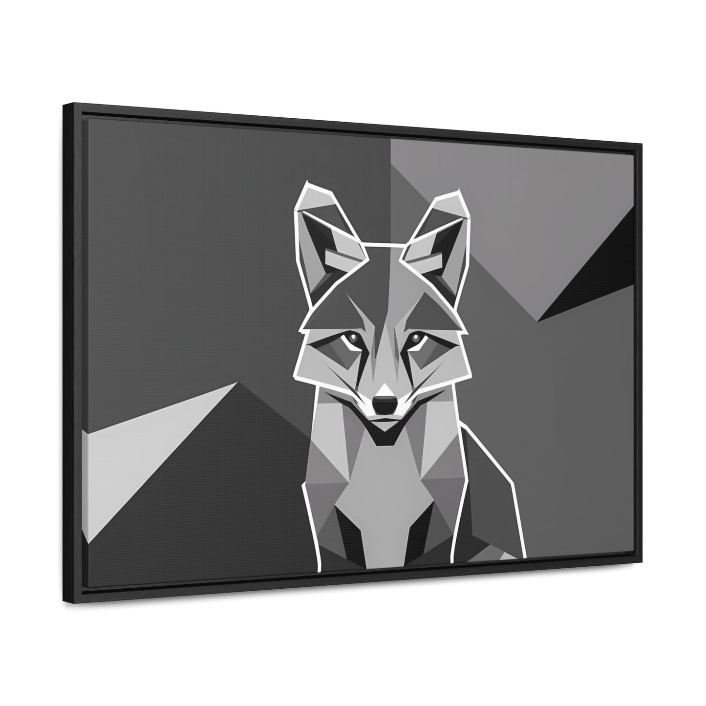 "Geometric Fox in Monochrome" - Gallery Canvas Wraps, Horizontal Frame