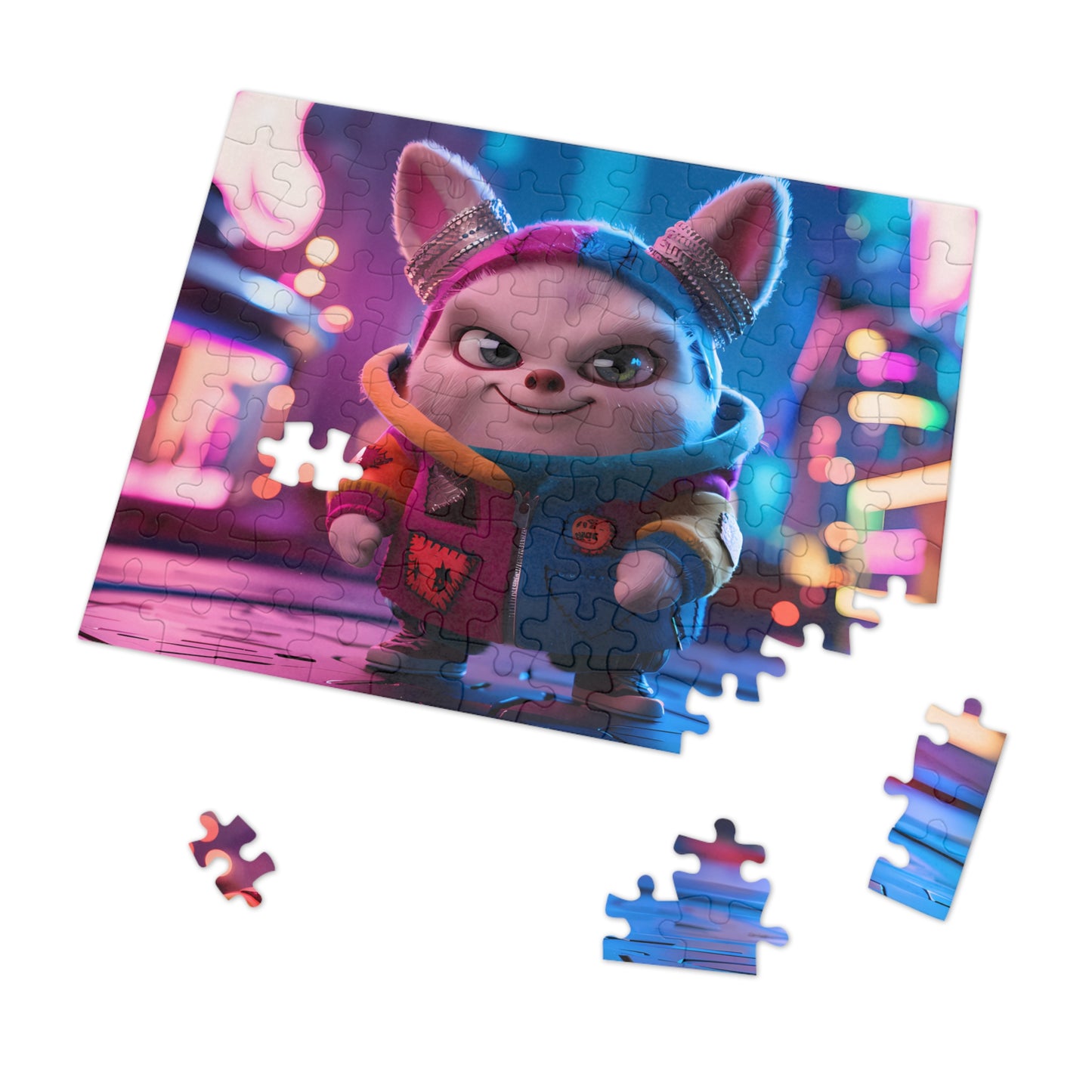 The Adventurous Bunny in Cyber City - Jigsaw Puzzle (30, 110, 252, 500,1000-Piece)