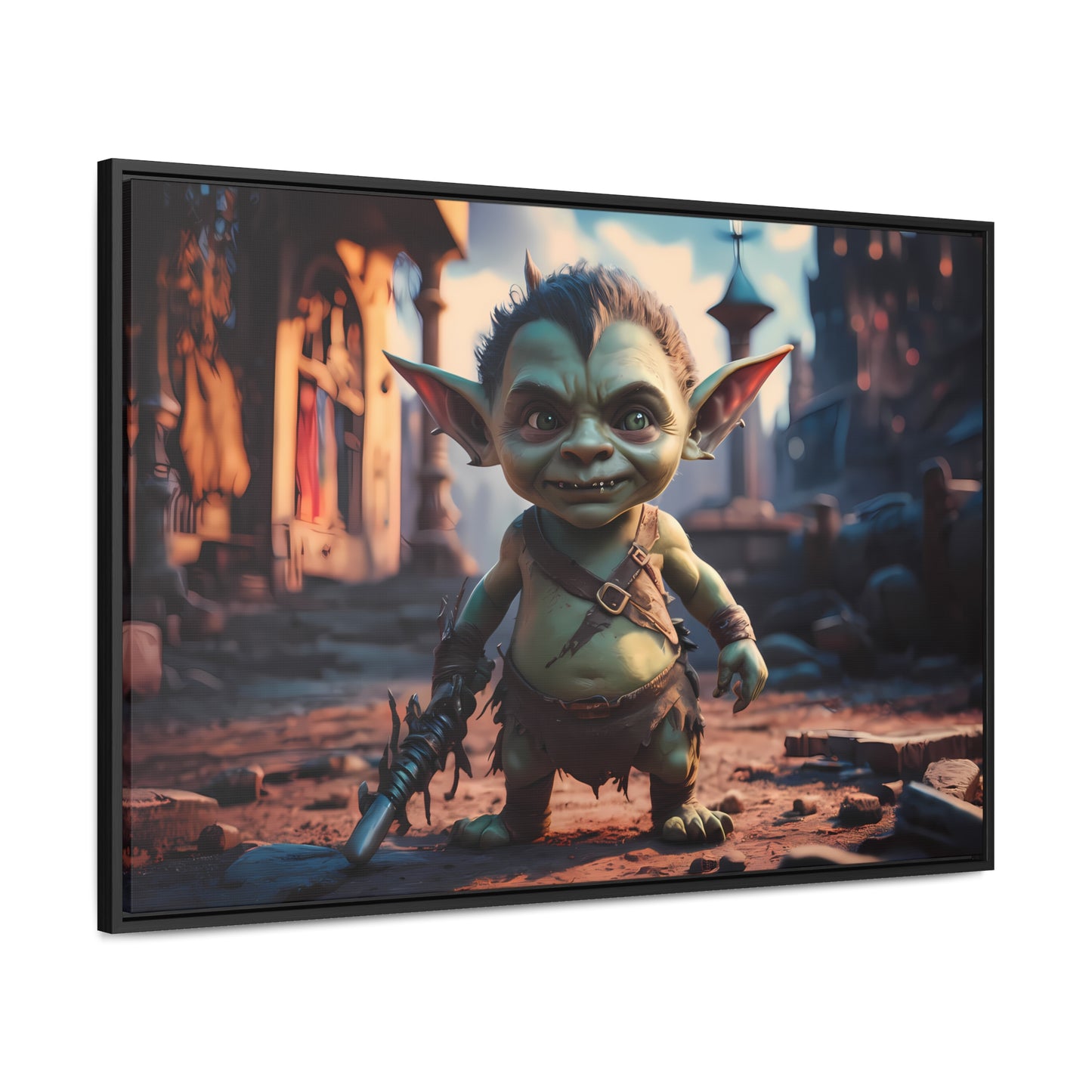Goblin Warrior in the Ruined City - Gallery Canvas Wraps, Horizontal Frame