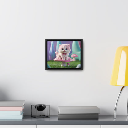 Whimsical Kitten on a Mushroom Throne - Gallery Canvas Wraps, Horizontal Frame