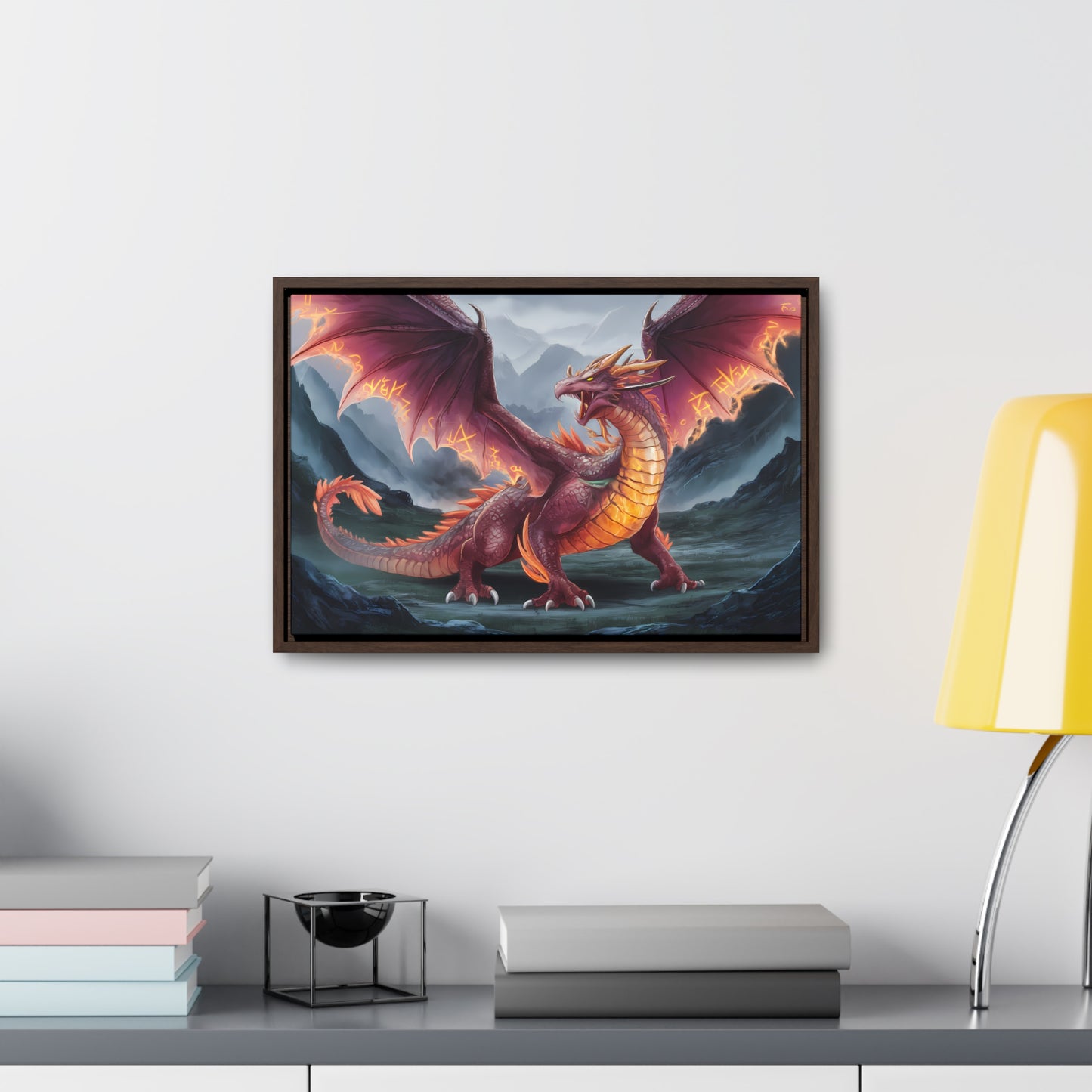 The Inferno Wyrm of the Ashen Peaks - Gallery Canvas Wraps, Horizontal Frame
