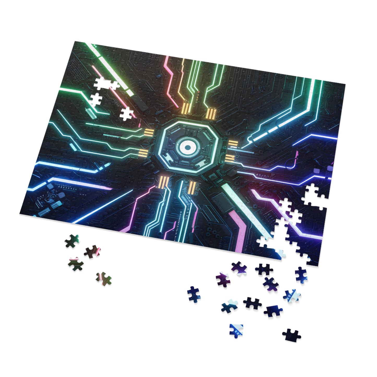 Neon Circuit Nexus - Jigsaw Puzzle (30, 110, 252, 500,1000-Piece)