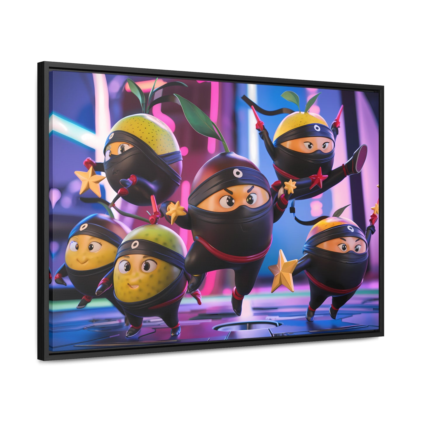 Ninja Citrus Squad: Star Power Unleashed - Gallery Canvas Wraps, Horizontal Frame