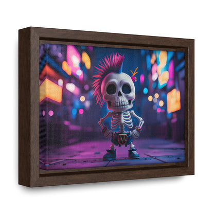 Punk Skeleton in Neon City - Gallery Canvas Wraps, Horizontal Frame