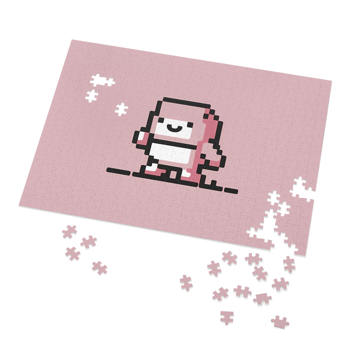 Pixelated Pink Character on a Soft Background - Jigsaw Puzzle (30, 110, 252, 500,1000-Piece)