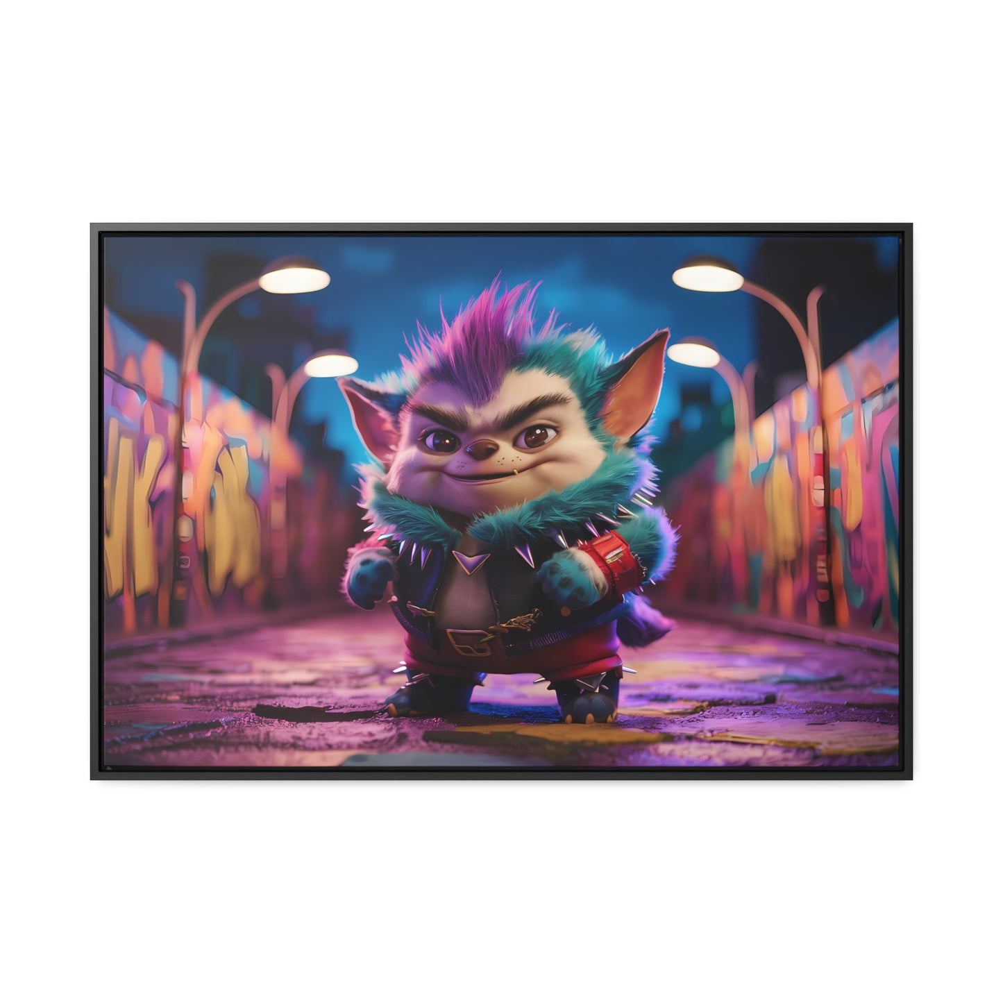 Rebel Furry in the Neon Alley - Gallery Canvas Wraps, Horizontal Frame