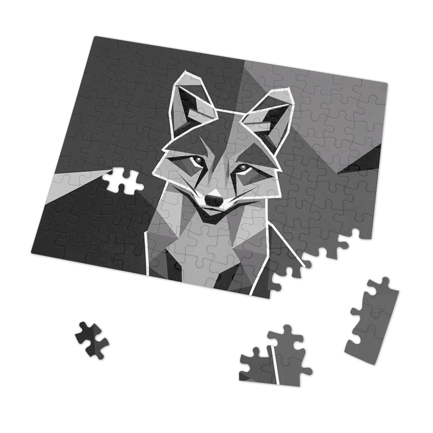 Geometric Fox in Monochrome - Jigsaw Puzzle (30, 110, 252, 500,1000-Piece)