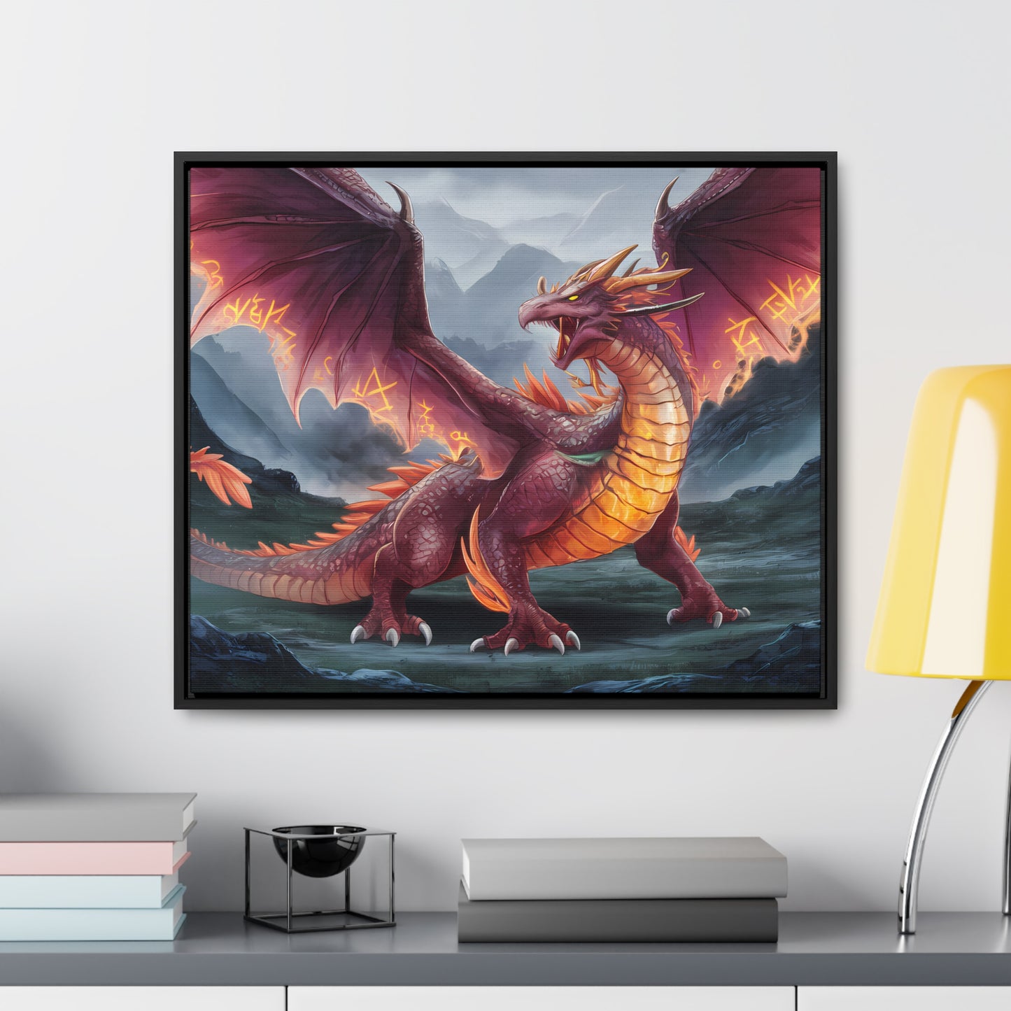 The Inferno Wyrm of the Ashen Peaks - Gallery Canvas Wraps, Horizontal Frame
