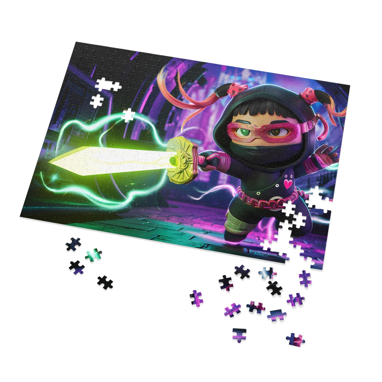 Neon Ninja: Guardian of the Cyber Realm - Jigsaw Puzzle (30, 110, 252, 500,1000-Piece)