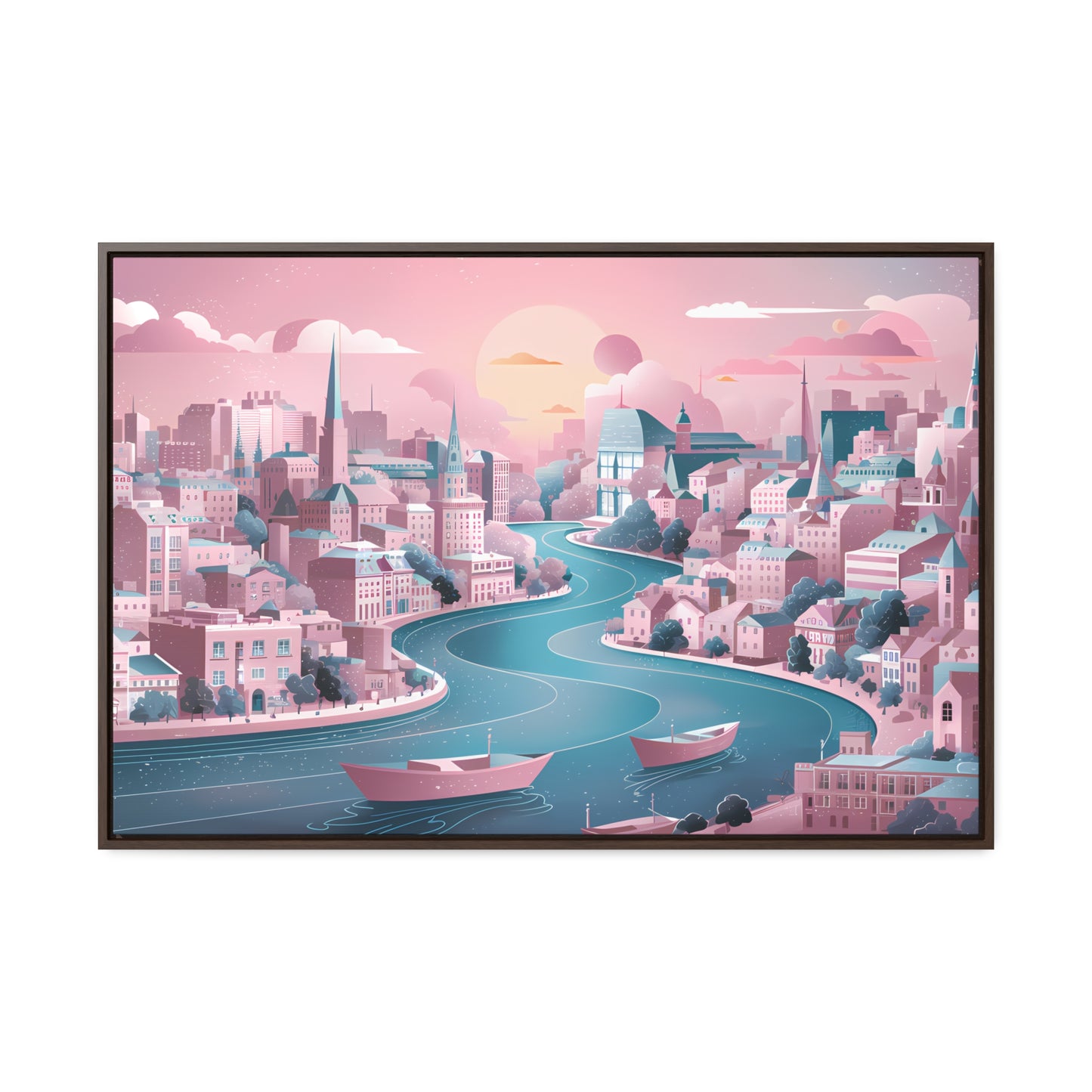 Serene City at Dawn - Gallery Canvas Wraps, Horizontal Frame
